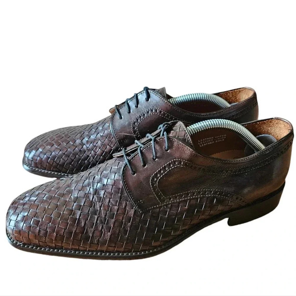 Calzoleria Toscana Men's Hand Craft Leather Woven Boho Casual Shoes Brown Sz 8. - Picture 5 of 16